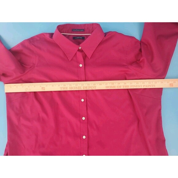 Womens No Iron Pinpoint Oxford 2x Button Front Long Sleeve Plum Lands End - Picture 7 of 13